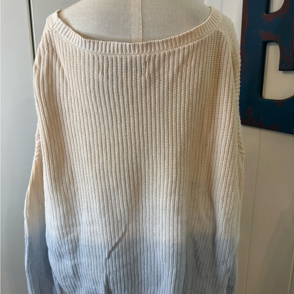 Vintage Havana Beige and Blue Ombre Sweater with Beaches Sz M - Picture 3 of 4